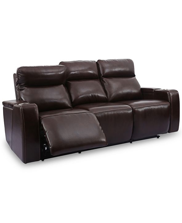 Furniture Oaklyn 85" 3Piece Leather Sectional Sofa with 2