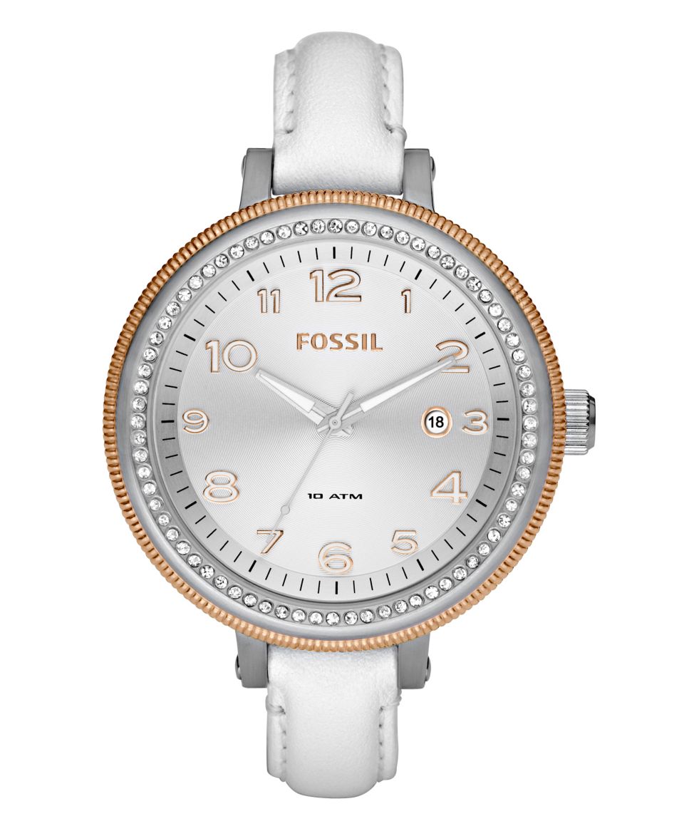 Fossil Watch, Womens Bridgette White Leather Strap 42mm AM4362