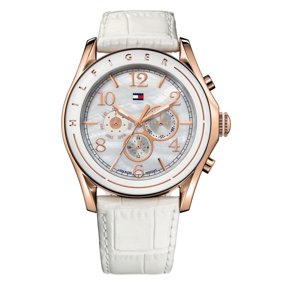 Tommy Hilfiger Watch, Womens Avalon White Croc Embossed Leather Strap