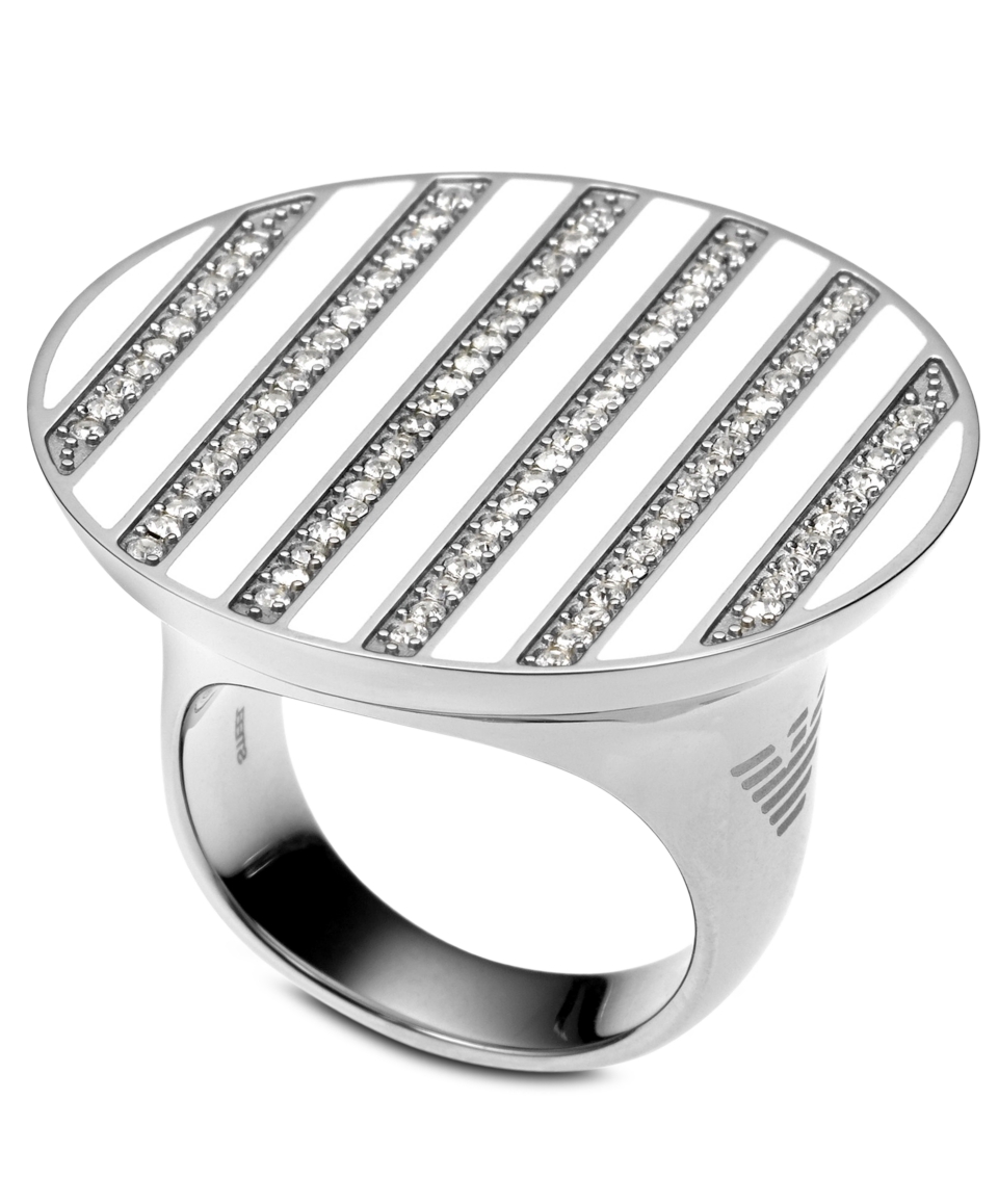 Emporio Armani Ring, Stainless Steel and Crystal Stripe EGS1340