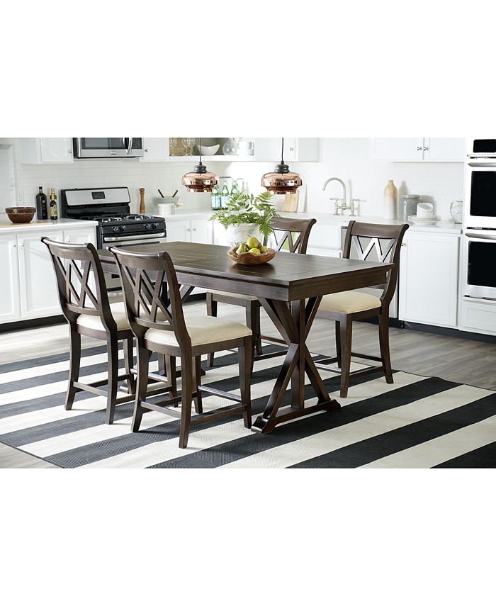 Furniture Baker Street Pub Expandable Dining Furniture, 7Pc. Set (Trestle Table & 6 Pub Chairs