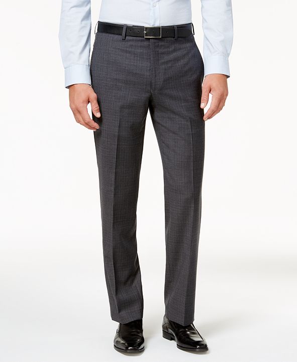 Lauren Ralph Lauren Men's Classic-Fit Gray Mini-Grid Wool Dress Pants ...