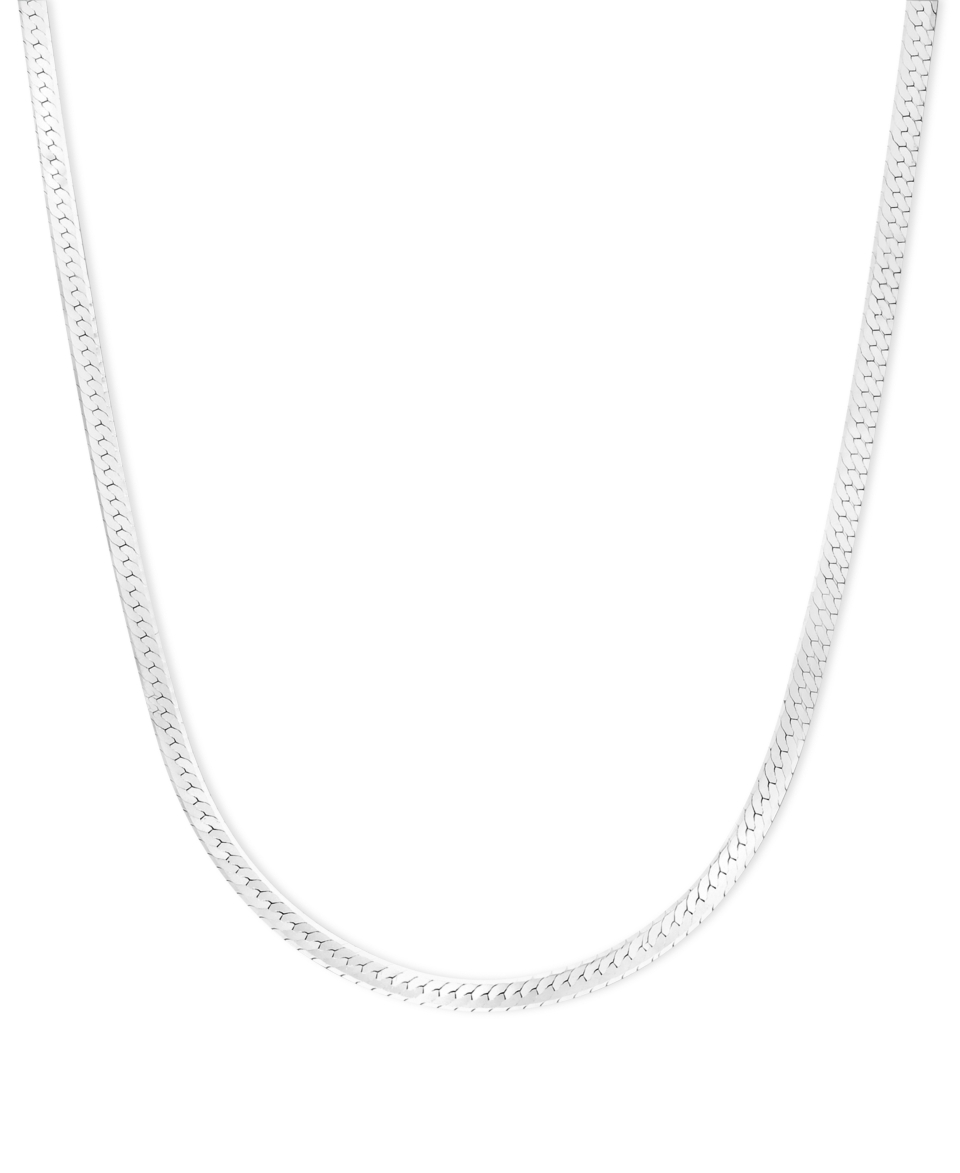 14k White Gold Necklace, 18 Flat Herringbone Chain   Necklaces