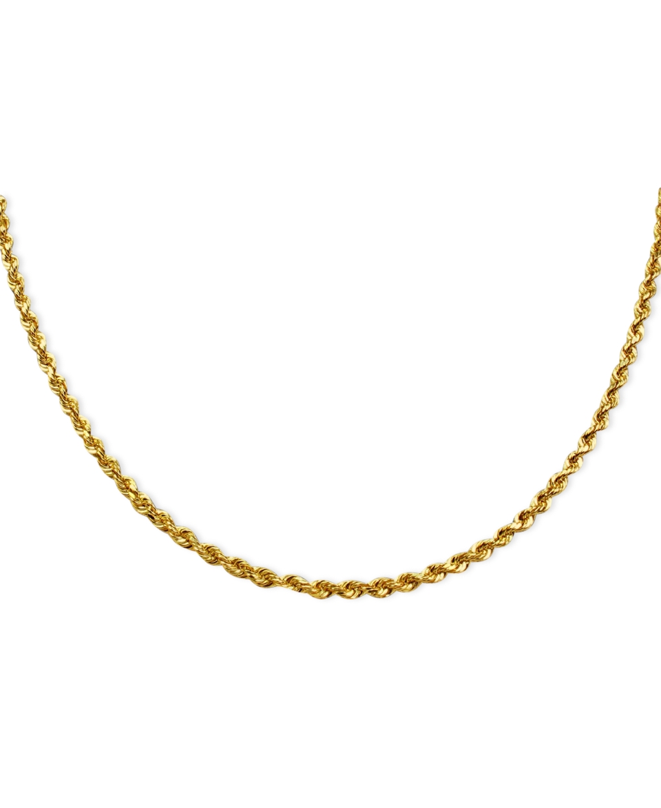 14k Gold Necklace, 24 Seamless Diamond Cut Rope Chain  