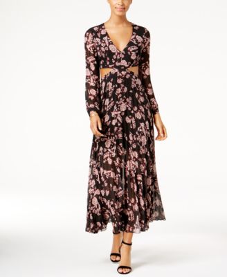 floral cut out maxi dress