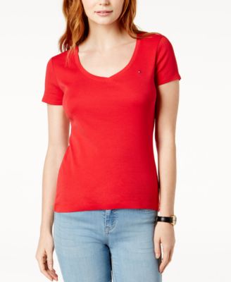 tommy hilfiger red shirt womens