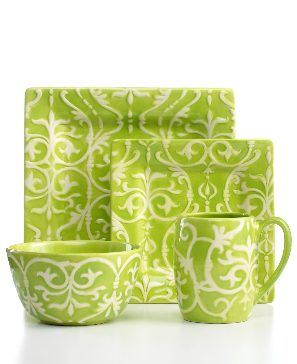 Espana Dinnerware, Mia Textured Lime 4 Piece Place Setting