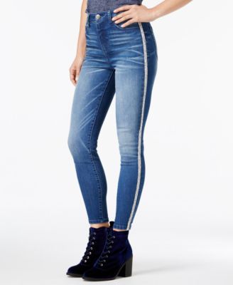 jeans with sequin side stripe