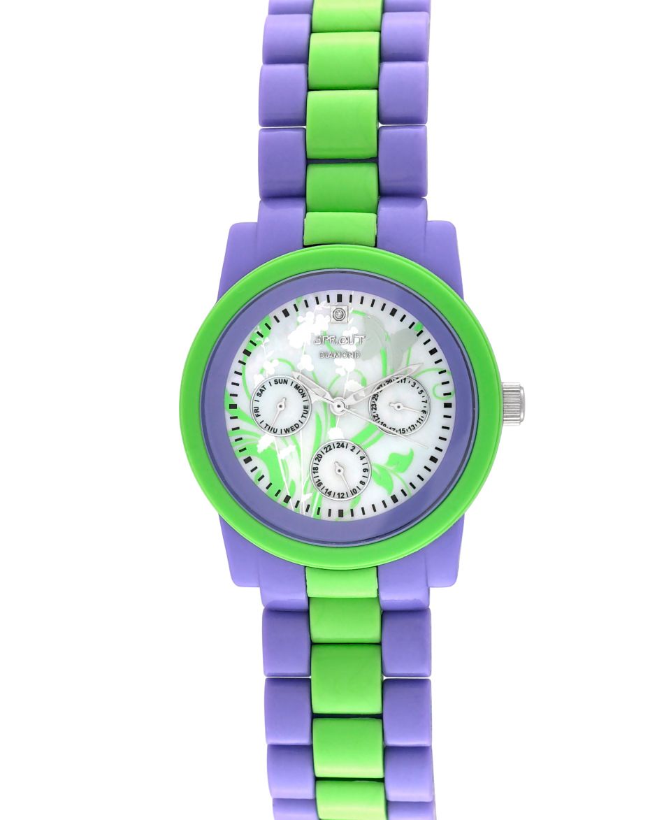 Sprout Watch, Eco Friendly Lavender and Green Corn Resin Bracelet ST