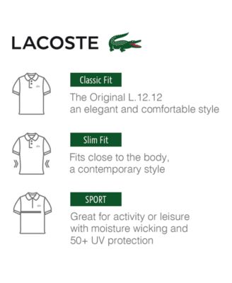 women's lacoste polo shirt size chart
