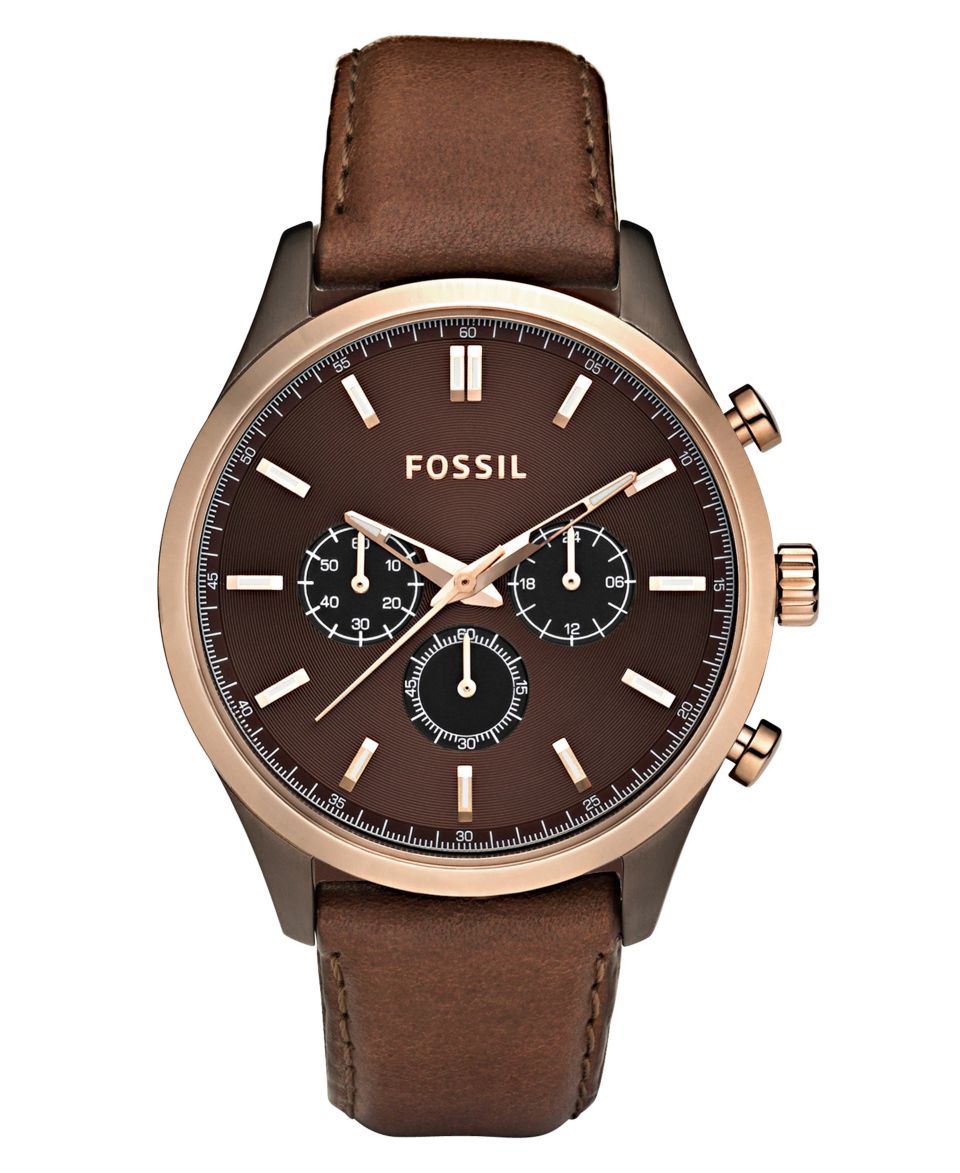Fossil Watch, Mens Chronograph Walter Brown Leather Strap 44mm FS4632