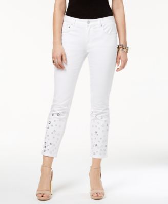 white embellished jeans