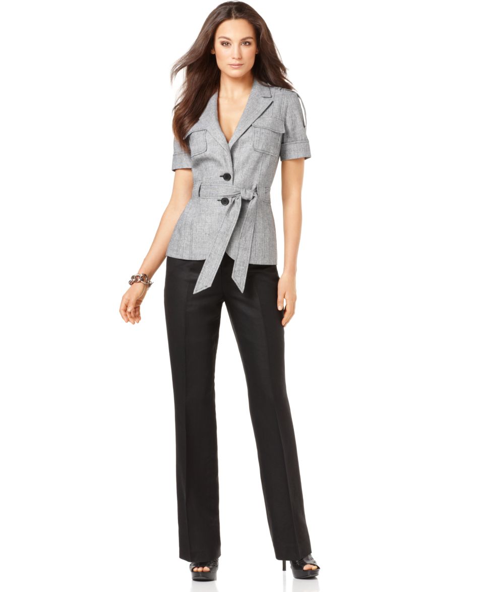 Calvin Klein Petite Suit, Short Sleeve Belted Jacket & Pants