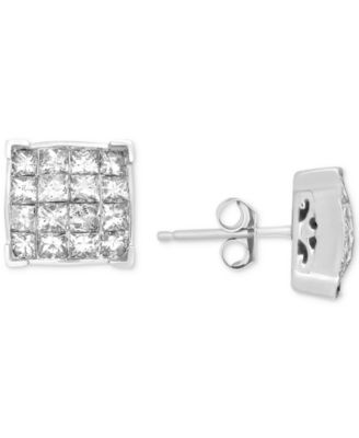 square cluster diamond earrings