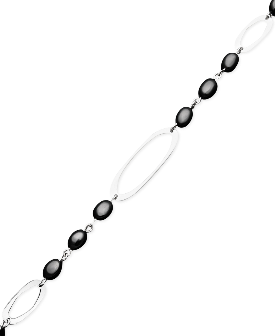 Sterling Silver Bracelet, Onyx Oval (4 6mm)   Bracelets   Jewelry