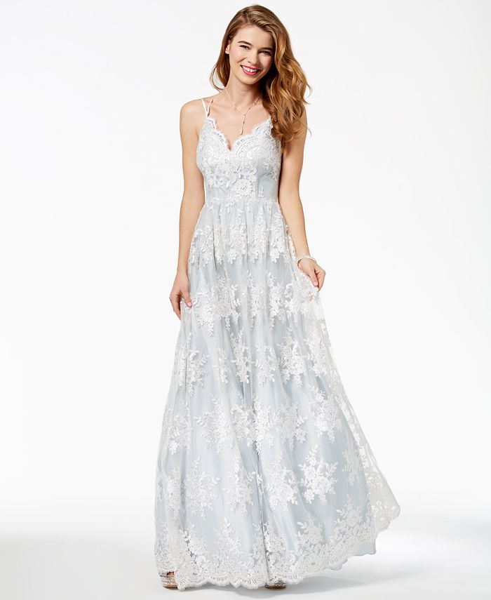 Say Yes to the Prom Juniors' Embroidered-Lace Gown, Created for Macy's ...