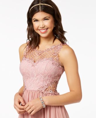 macys pink long dress