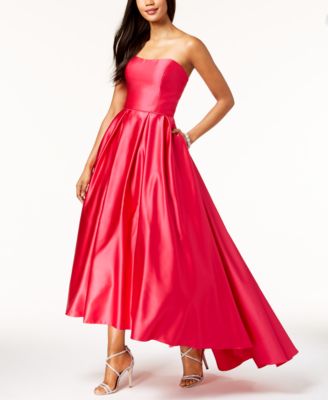 macy's red high low dress