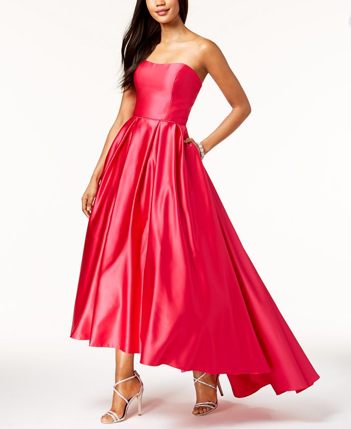 strapless high low gown