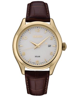 seiko men's leather strap watches