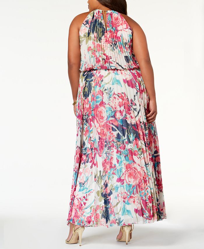 msk pleated blouson halter gown