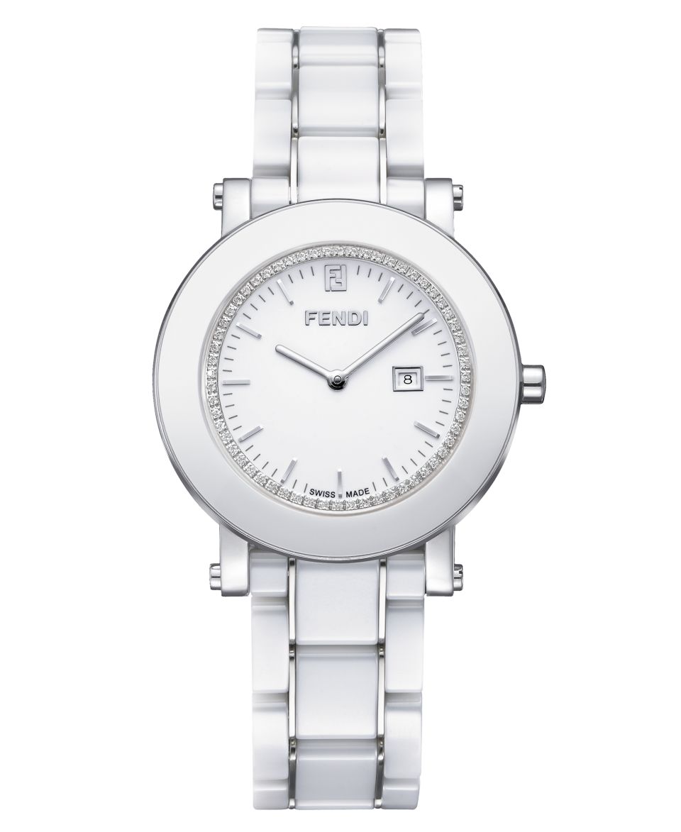 Fendi Watch, Womens Diamond Dial (1/4 ct. t.w.) White Ceramic and