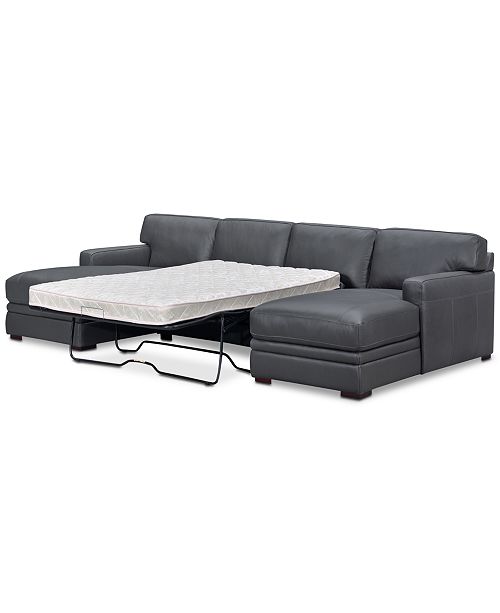 Furniture Avenell 3 Pc Leather Sectional With Double Chaise Full Sleeper Loveseat Created For Macy S Reviews Furniture Macy S