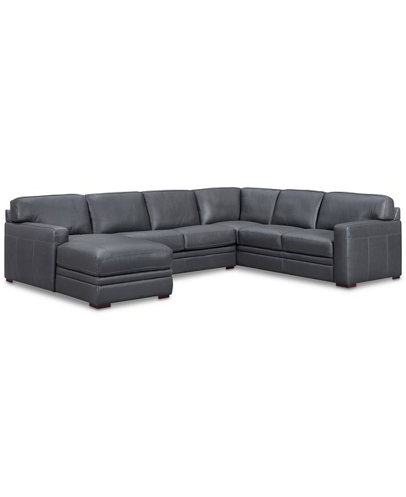 Furniture Avenell 3Pc. Leather Sectional with Full Sleeper Sofa