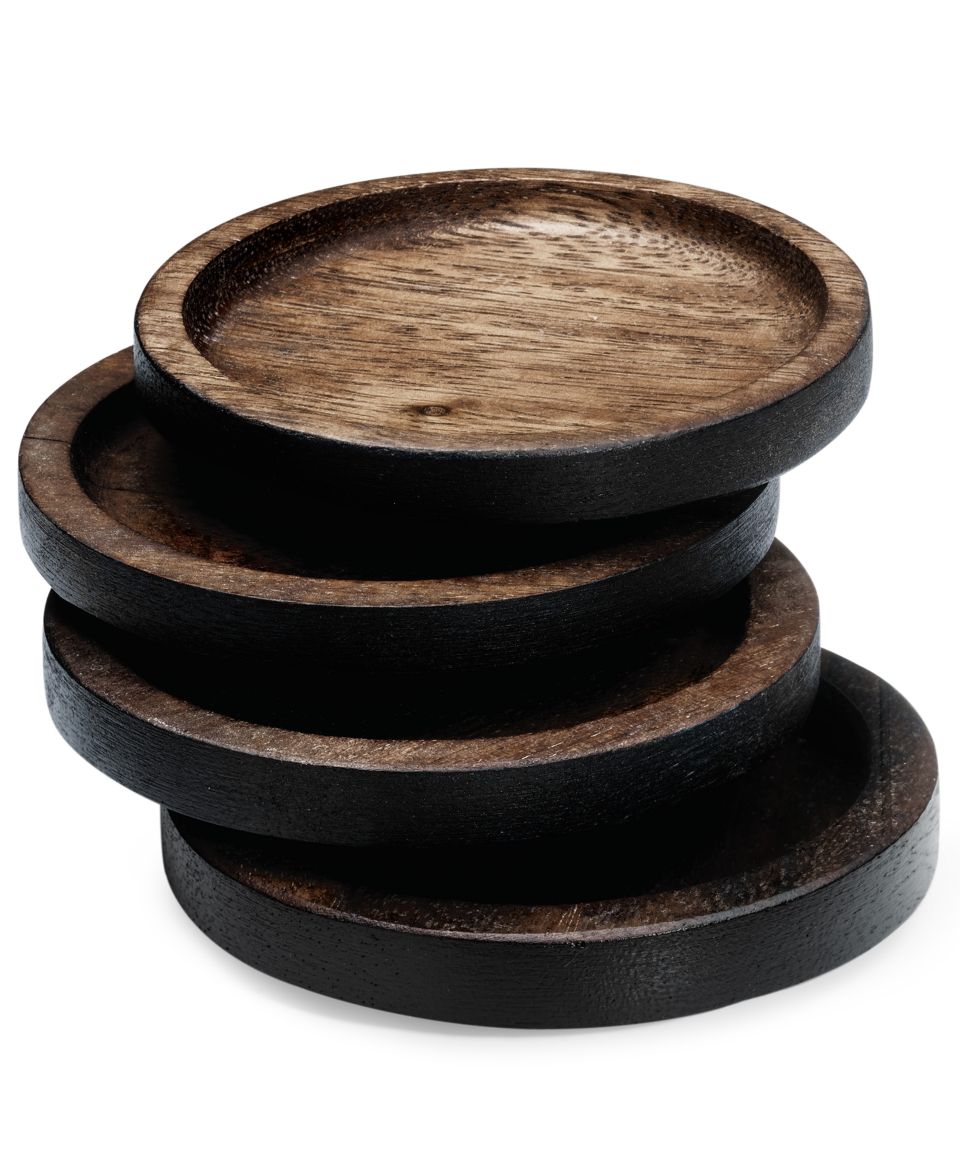 Thirstystone Monogram Coasters with Walnut Holder   Bar & Wine