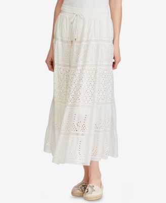 white eyelet maxi skirt