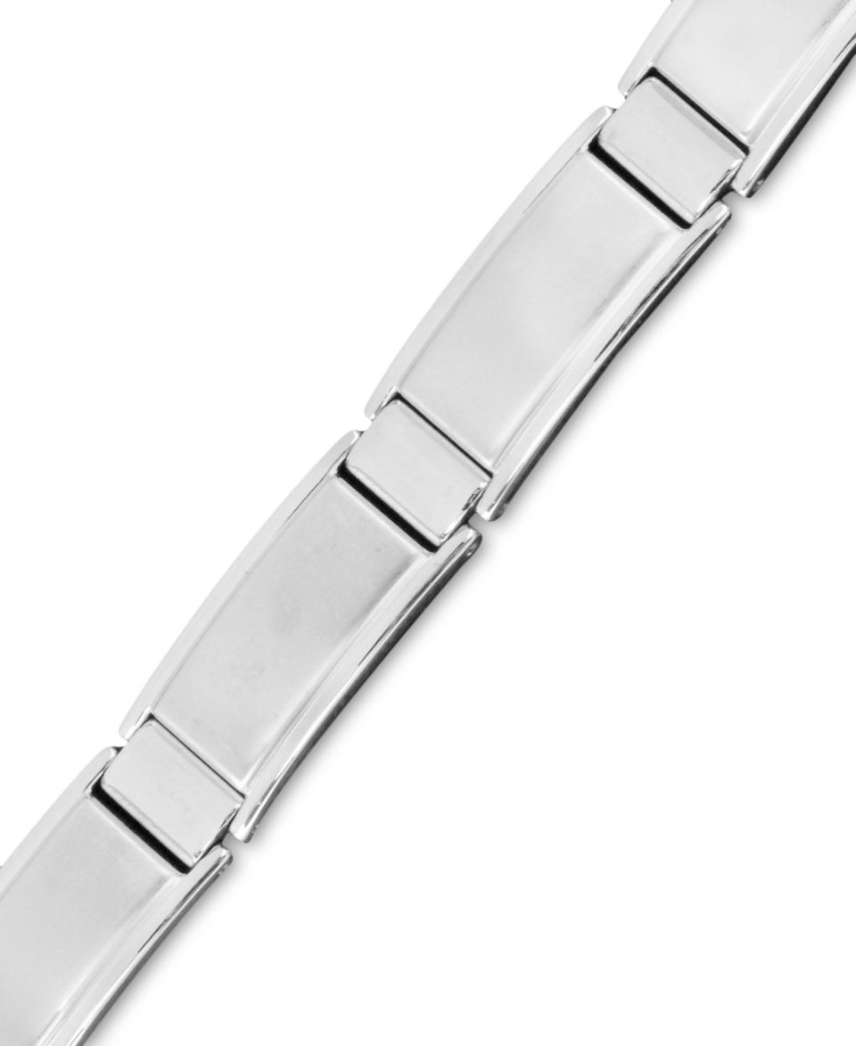 Mens Stainless Steel Bracelet, Rectangular Link   Bracelets   Jewelry