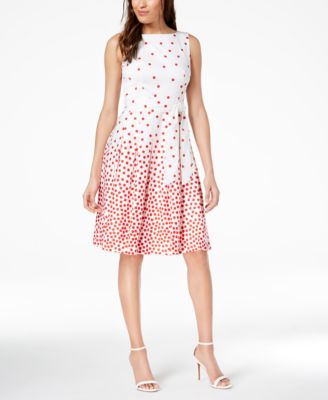 anne klein polka dot fit & flare dress