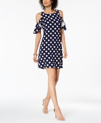 polka dot cold shoulder dress