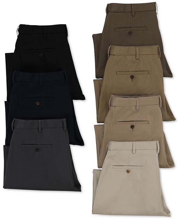 haggar men's premium no iron khaki classic fit expandable waist flat front pant