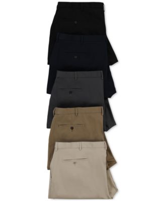 haggar men's premium no iron khaki classic fit flat front hidden expandable waist pant