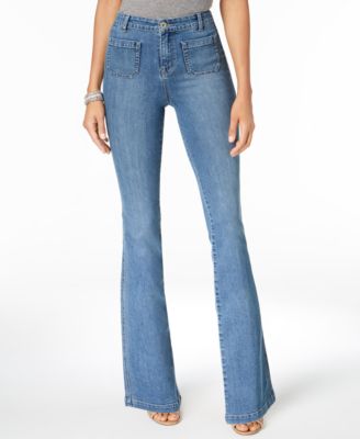 patch pocket flare jeans