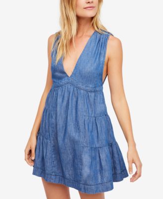 free people denim mini dress