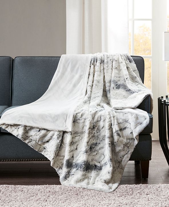 Madison Park Sachi Oversized 60" x 70" Printed Faux-Fur Throw