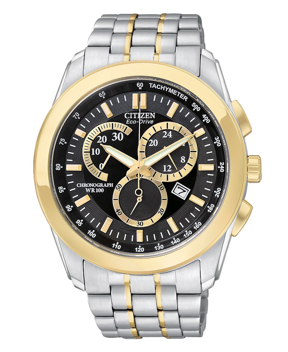 Citizen Watch, Mens Chronograph Eco Drive Two Tone Stainless Steel