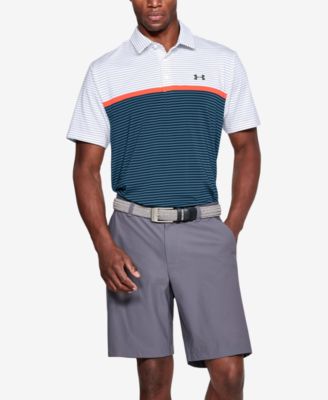 under armour men's playoff performance striped golf polo