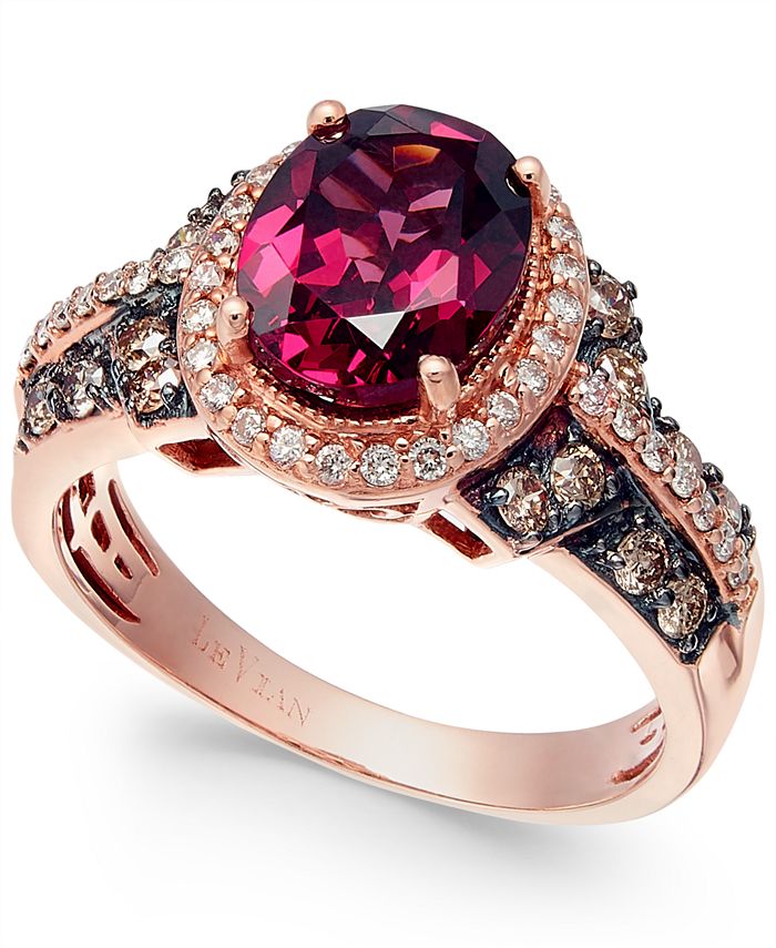 Le Vian Raspberry Rhodolite® Chocolate and White Diamond Oval