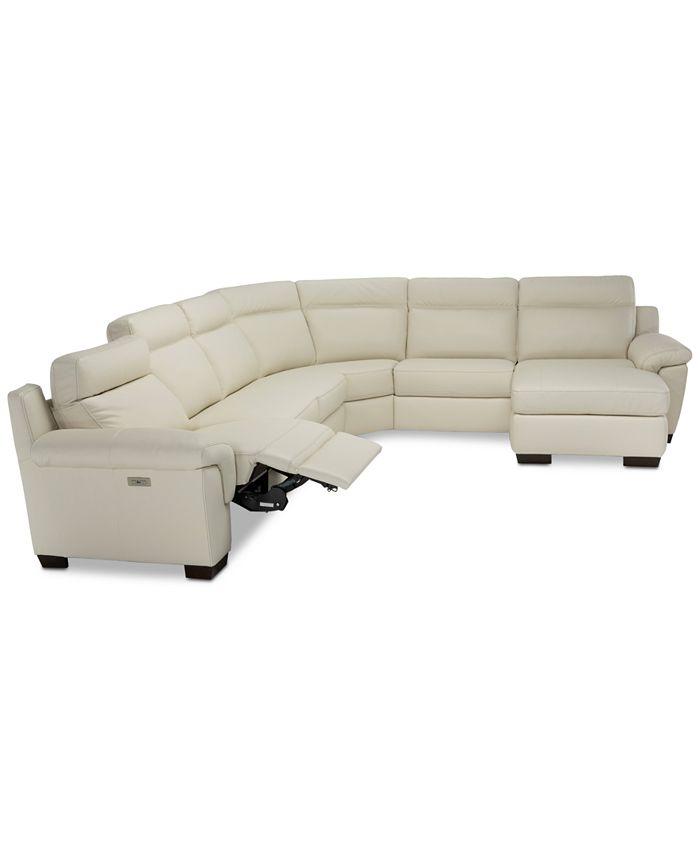 Furniture Julius II 6Pc. Leather Chaise Sectional Sofa With 1 Power