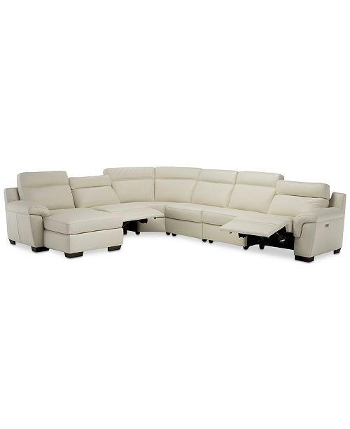 Furniture Julius Ii 150 6 Pc Leather Chaise Sectional Sofa With 2 Power Recliners Power Headrests Usb Power Outlet Created For Macy S Reviews Furniture Macy S