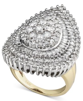 Macy's Pear Diamond Cluster Ring in 14k 