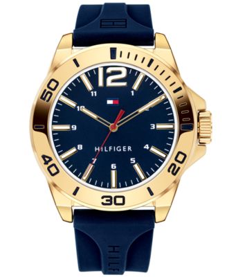 tommy hilfiger men's blue silicone strap watch