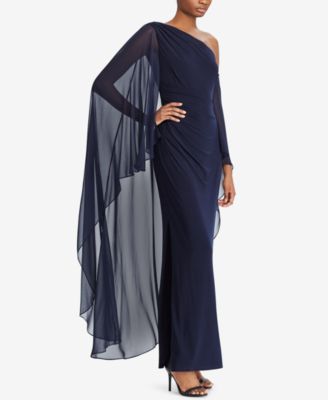 cape overlay georgette gown