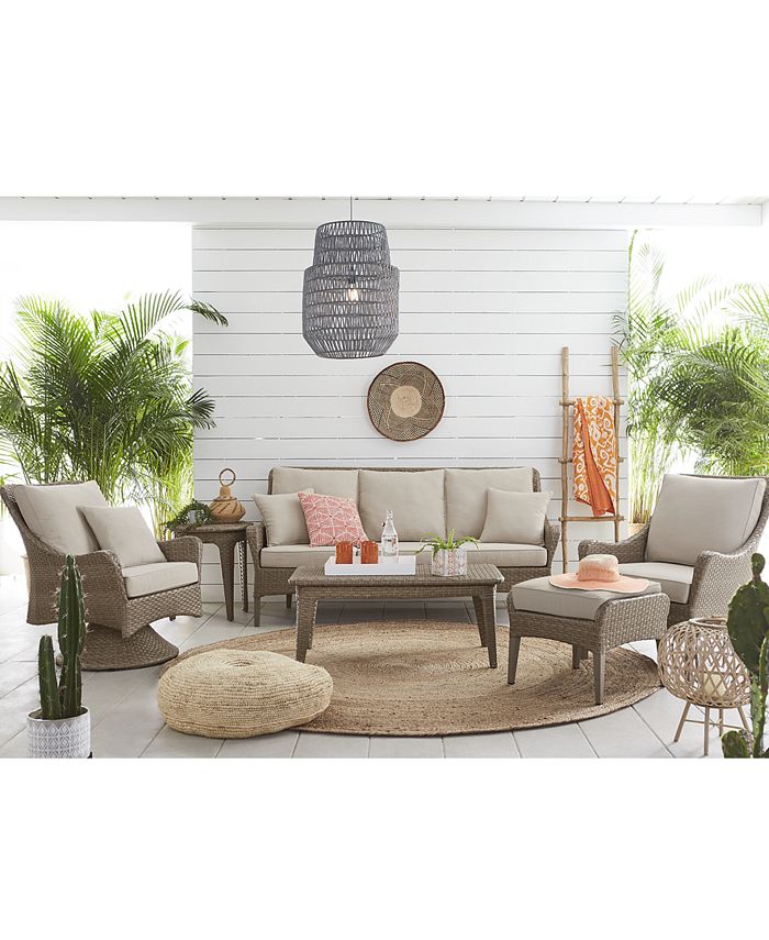 Furniture Closeout Silver Lake Indoor Outdoor Flat Rattan Sofa With Sunbrella Cushions Created For Macy S Reviews Furniture Macy S