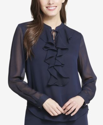 Tommy Hilfiger Ruffled Tie-Neck Blouse 