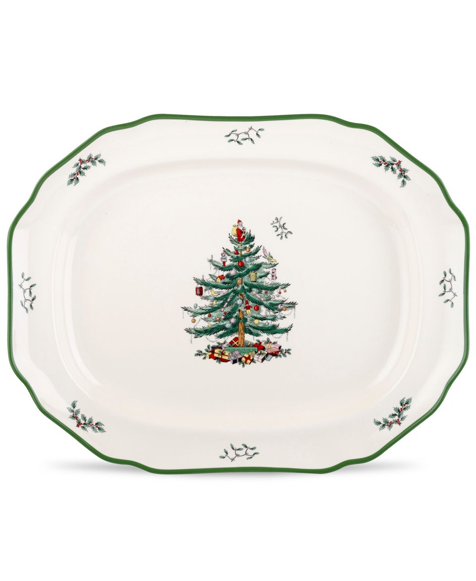 Spode Serveware, Set of 2 Christmas Tree Rectangular Platters