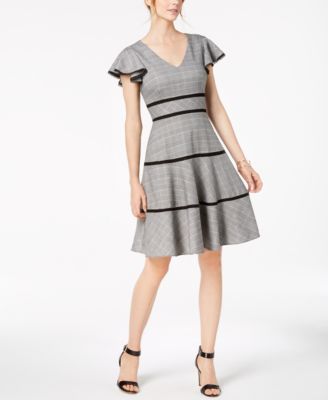 flutter sleeve fit and flare dress